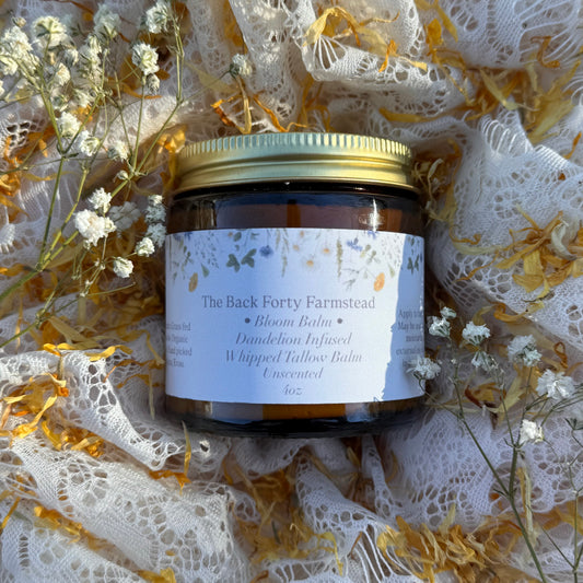 • Bloom Balm• Unscented Dandelion Infused Whipped Tallow Balm